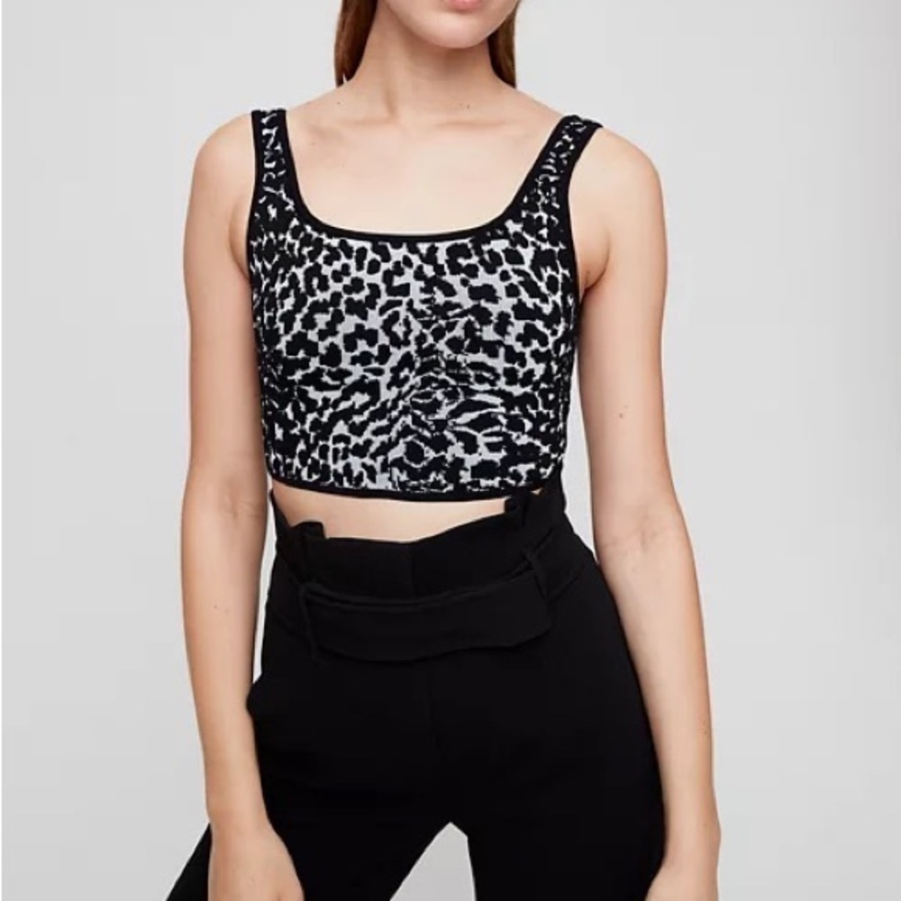 Aritzia Babaton Arjun Sculpt Knit Leopard Print Tank Size S